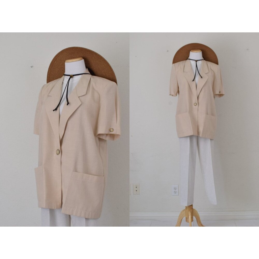 Vintage 90s Beige‎ Lightweight Blazer by Sag Harbor size 12P